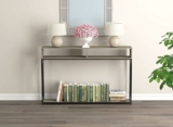 Safdie & Co. – Dark Taupe Farmhouse Entry Table with 2 Open Shelves