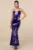 Sania Royal Blue Sequin Lace-Up Mermaid Maxi Dress