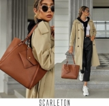 Women’s Faux Leather Tote Bag w/ Pouch