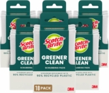 18-Count Scotch-Brite Greener Clean Dish Scrubbers, Best for Safe, Effective Cleaning of Nonstick Pots and Pans, Glassware, China, Tubs & Tile, Dishwasher Safe