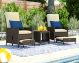 5-Pc Serta Brown Resin Wicker Outdoor Patio Reclining Set