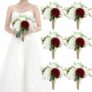Set of 6 Bridesmaid Bouquets for Wedding – 7 Inch