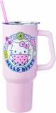 Silver Buffalo Sanrio Hello Kitty Summer Kawaii Fruits Stainless Steel Tumbler with Handle and Straw, Fits in Standard Cup Holder, 40 Ounces