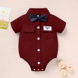 Baby Boy’s Dress Shirt Onesie w/ Bowtie, Size 0-3 Months (Reviews say it runs big)