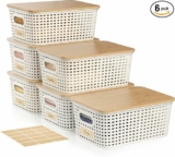 5 Quart Plastic Storage Bin with Bamboo Lid