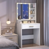 Small Vanity Desk with Mirror and Lights