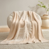 Angel Wings Beige Throw Blanket