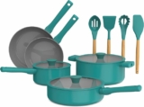 12-Pc So Yummy by Bella Cookware Set w EverGood™ Ceramic Nonstick Coating​ and Silicone & Wood Utensils
