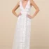 Romantic Heights White Mesh Ruched Long Sleeve Maxi Dress
