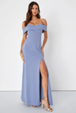 Women’s Song of Love Blue Grey Off-the-Shoulder Maxi Dress