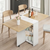 Space Saving Folding Dining Table with 2 Tier Storage