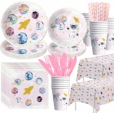 Space Theme Party Supplies w/ Disposable Dinnerware Set (Serves 24)