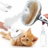 3-in-1 Rechargeable Cat Grooming Brush – Steamy Hair Cleanser with Release Button, Self-Cleaning Electric Steamer, USB Port