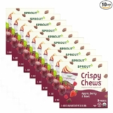 10-Pack Sprout Organic Toddler Snacks, Crispy Chews, Red Berry & Beet, 3.15 oz