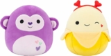2-Pack Squishmallows Original 8in Hartman The Purple Monkey + 8in Junie The Banana