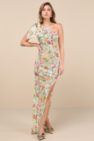 Elliatt Starla Hilo Beige Multi Sequin One-Shoulder Maxi Dress