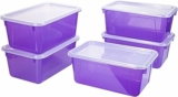 5-Pack Storex Small Cubby Bins – Plastic Storage Containers for Classroom with Non-Snap Lid, 12.2 x 7.8 x 5.1 inches