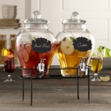 Style Setter Beverage Dispenser w/Stand (Set of 2), 1.5 Gallon Large Countertop Glass Drink Dispenser w/Spigot