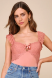 Women’s Sultry Example Rusty Rose Lace Bustier Bodysuit