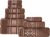 9 Piece Superior Cotton Floral Towel Set, Includes 3 Bath, 3 Hand, 3 Washcloth/Face Towels