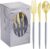 102Pcs Gold Plastic Silverware – Heavy Duty Gold Plastic Cutlery with Gray Handle