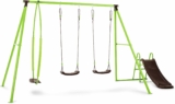 Swurfer Swing Sets for Backyard, Swingset Outdoor for Kids – Playground Sets for Backyard, Heavy Duty Steel Frame, Playset with Swings, Slide, Holds Up to 400 lbs