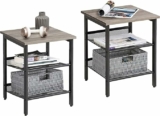 2-Pack  Nightstand with 2-Tier Adjustable Mesh Shelves