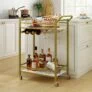 2-Tier Beverage Cart with Wine Rack and Glass Holder