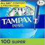 100-Count Tampax Pearl Tampons, with LeakGuard Braid, Super Absorbency, Unscented