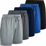 5-Pack Men’s Basketball Shorts, Size S & 2XL