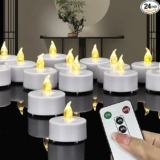 24-Count Tea Lights Candles Battery Operated with Remote Control