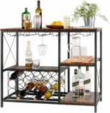 Wine Bar Cabinet Table with Glass Holder and Wine Storage