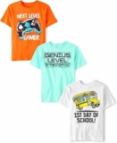 3-Pack The Children’s Place Boys’ School Days Short Sleeve Graphic T-Shirts, 2XL