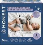 40-Count The Honest Company Clean Conscious Overnight Diapers for Sensitive Skin, Size 5