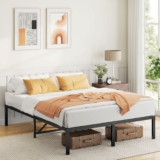 14 Inch Metal Platform Bed with Enhanced Support Structure & Enclosing Edges, Full Size