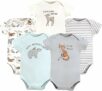 Set of 5 Touched by Nature Unisex Baby Organic Cotton Bodysuits