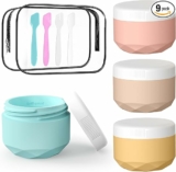 9-Pc Travel Silicone Jars, Spatula, & Bag Set