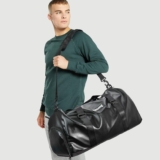 Leather Travel Duffle Bag with Shoe Pouch