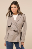Lioness Women’s Trencherous Khaki Short Cropped Trench Coat