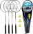 Triumph Sports 4-Player Badminton Set with 4 Rackets, 3 Shuttlecocks and 1 Carry Case