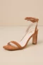 Women’s Troyes Brown Suede Square Toe Lace-Up High Heel Sandals