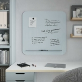 U Brands Floating Magnetic Glass Board with Floating Shelf, 35” x 35”