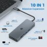 10 in 1 Multiport Adapter with 4K HDMI, USB C Docking Station, PD 100W,USB 3.0 5Gbps,SD/TF Card Reader,Dongle for Type C Devices and Laptops