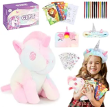 Unicorn Plush Toy Set w/ Headband, Coin Purse, Stickers, 8-Ct Coloring Books, & 12-Ct Markers