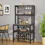 Freestanding Wine Bar Cabinet with Glass Holder