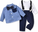 4-Pc Baby Boy Button Shirt w/ Suspender Outfit Set