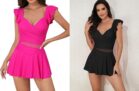 Women’s Ruffle One Piece Swimdress, 2XL
