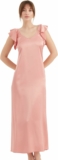 Women’s Satin Sleeveless Ruffled Shoulders Long Dress