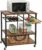 Kitchen Cart w/ Metal Mesh Basket, Bottle Holder, & Storage Shelves