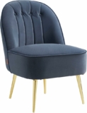 Velvet Vanity Chair with Metal Legs, Shell-Shaped Back